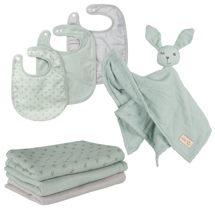 Organic Geschenkset Baby Essentials 'Lil Planet' frosty green aus Bio-Baumwolle, GOTS zertifiziert