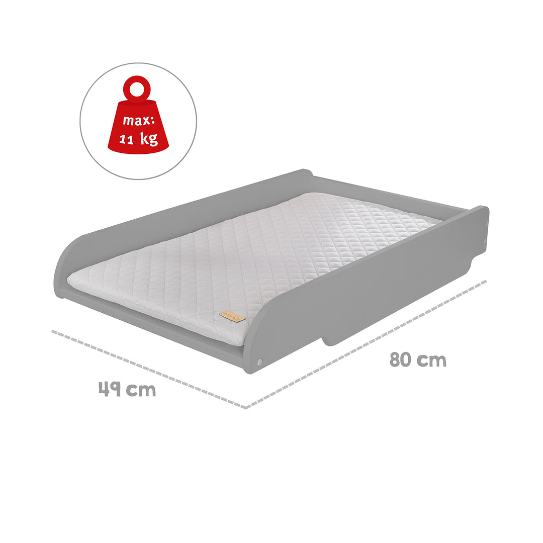 Changing Tray Taupe Including Changing Mat 'roba Style', for Placement on Baby & Children's Beds