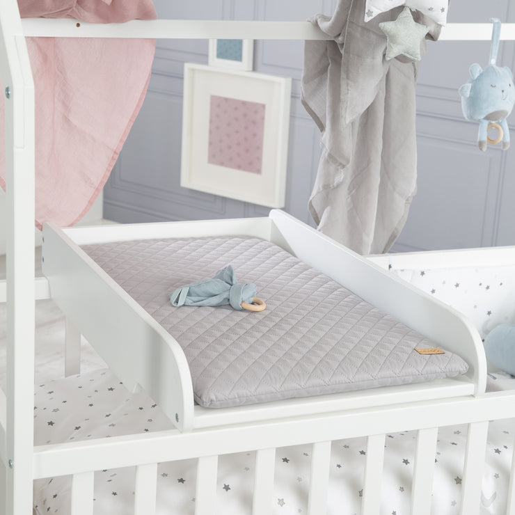 Plateau à langer taupe incl. matelas 'roba style', à poser sur les lits bébé