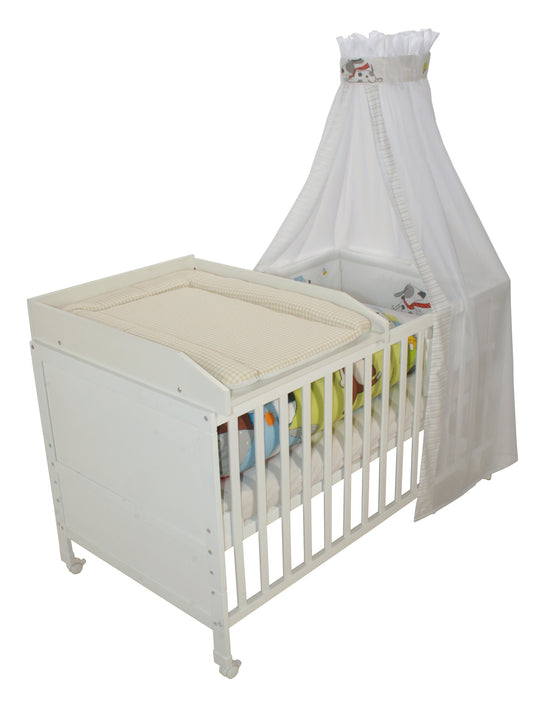 Almohadilla para cambiar incluida con almohadilla para cambiar 'Vichy beige', para colocar sobre cunas y camas para niños, blanca