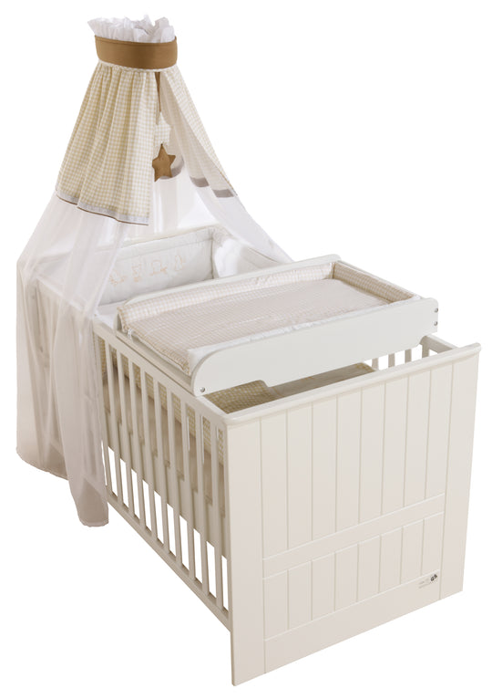 Almohadilla para cambiar incluida con almohadilla para cambiar 'Vichy beige', para colocar sobre cunas y camas para niños, blanca
