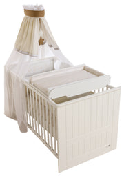 Piatto di avvolgimento incluso il cambiamento del bordo del pad "vichy beige", per indossare i letti per bambini e bambini, bianco