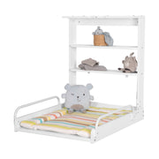 Étagère à langer murale, pliable, blanc, incl. matelas à langer "Dschungelbaby"