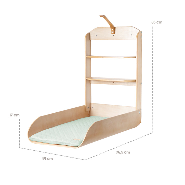 Wall-mounted Changing Table + Changing Mat 'roba Style frosty green' - Molded Wood