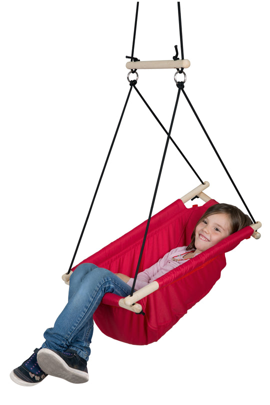 Siège suspendu - Transformable en balançoire ou en fauteuil à bascule - Rouge