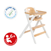 High sedia pieghevole "piegatura smart" - spazio -detta e pieghevole, seggiolone per bambini e bambini, natura legna/bianca