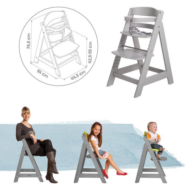 Trona 'Sit Up III', crece con el niño desde la silla de bebé hasta la silla juvenil, taupe, con reductor de asiento