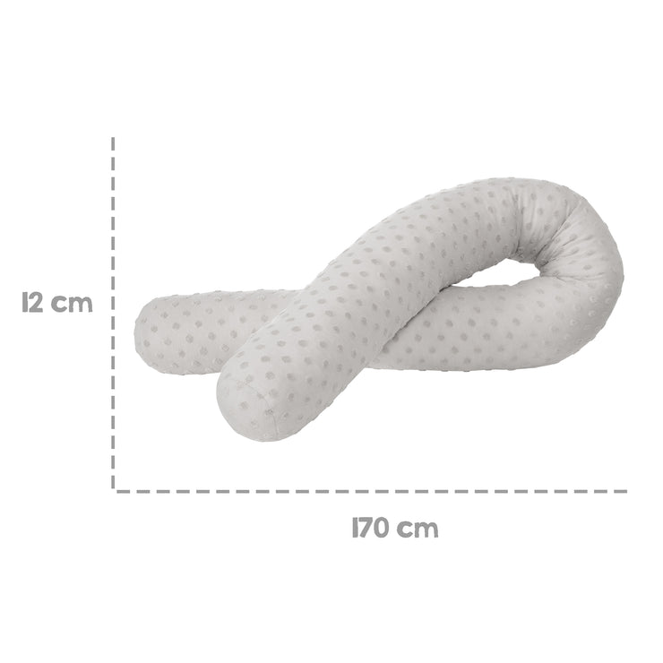 Serpent de lit "Lil Planet", coton biologique, 170 cm de long, Ø12 cm, gris argenté