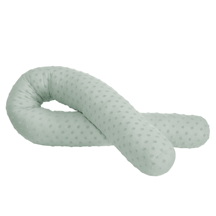 Bed snake 'Lil Planet', organic cotton, 170 cm, Ø 12 cm, frosty green