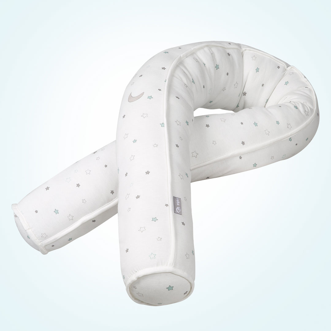 Letto serpente 'Incanto di Stelle', adatto anche come cuscino per allattamento, jersey di cotone 100%, lunghezza 170 cm