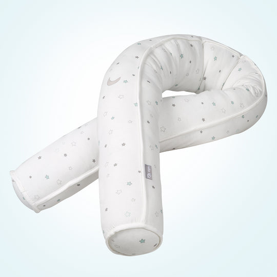 Letto serpente 'Incanto di Stelle', adatto anche come cuscino per allattamento, jersey di cotone 100%, lunghezza 170 cm