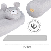 Letto a serpente "roba Style", bordo del letto per bambini con faccia da orso "Sammy", grigio, 170 cm