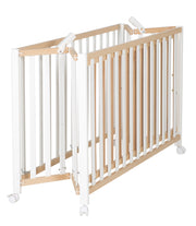 Fold up bed 'Fold Up', 60 x 120 cm, organic beech / white, 2-way adjustable, incl. castors