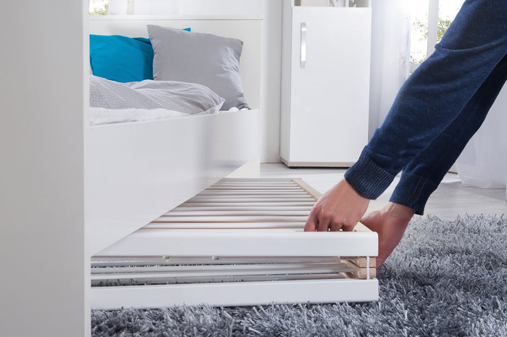Letto pieghevole 'pieghevole', 60 x 120 cm, libro organico/bianco, regolabile a doppia altezza, compresi i rulli
