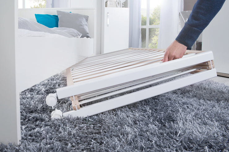 Letto pieghevole 'pieghevole', 60 x 120 cm, libro organico/bianco, regolabile a doppia altezza, compresi i rulli