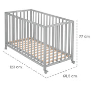 Cama plegable 'Fold Up', 60 x 120 cm - Madera de topo - Regulable en altura - Incl. ruedas