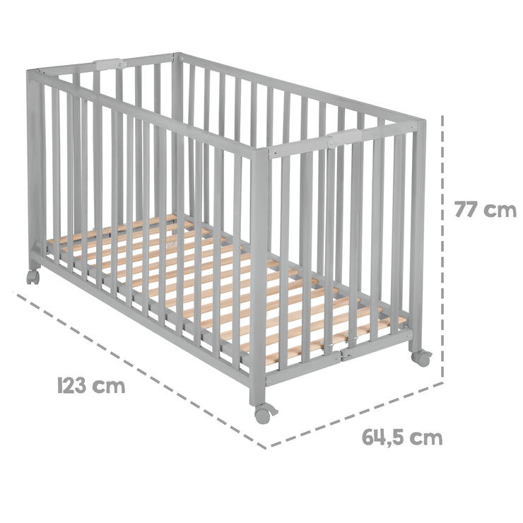 Lettino pieghevole "Fold Up" 60x120 cm - Legno tortora - Altezza regolabile