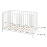 Folding bed 'Fold Up', 60 x 120 cm, wood white, 2-way height adjustable, incl. rolls