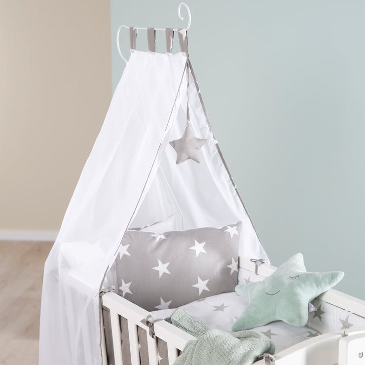 Set culla completo, "Little Stars", 40 x 90 cm, bianco, funzione di blocco, accessori inclusi