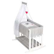 Stume et lit latéral 'Adam & Owl' 4 en 1, lit pour bébé, berceau et banc pour enfants, blanc