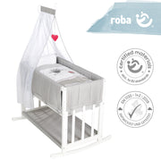 Stume et lit latéral 'Adam & Owl' 4 en 1, lit pour bébé, berceau et banc pour enfants, blanc