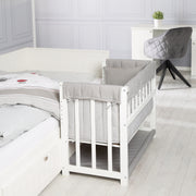 Stume et lit latéral 'Adam & Owl' 4 en 1, lit pour bébé, berceau et banc pour enfants, blanc