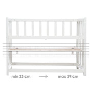 Stume et lit latéral 'Adam & Owl' 4 en 1, lit pour bébé, berceau et banc pour enfants, blanc