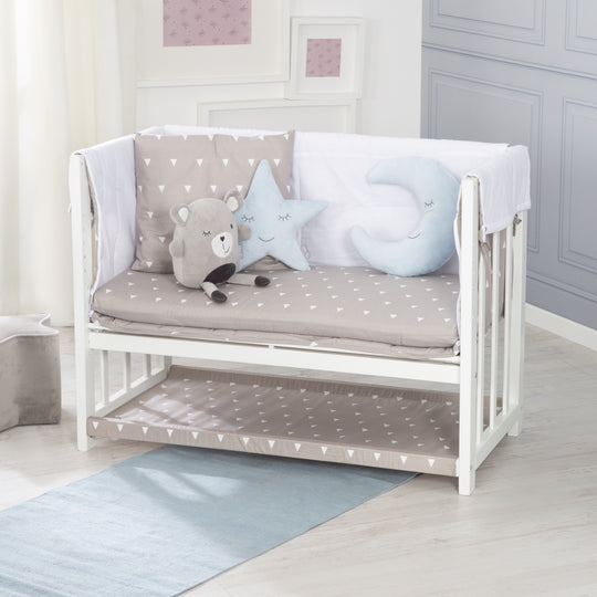 Culla co-sleeping 'Indibaer' 4 in 1, lettino per bambini, culla e panca per bambini, bianco