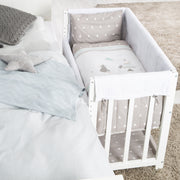 Stuben et lit latéral 'Indibar' 4 en 1, lit bébé, banc de berceau et banc pour enfants, blanc