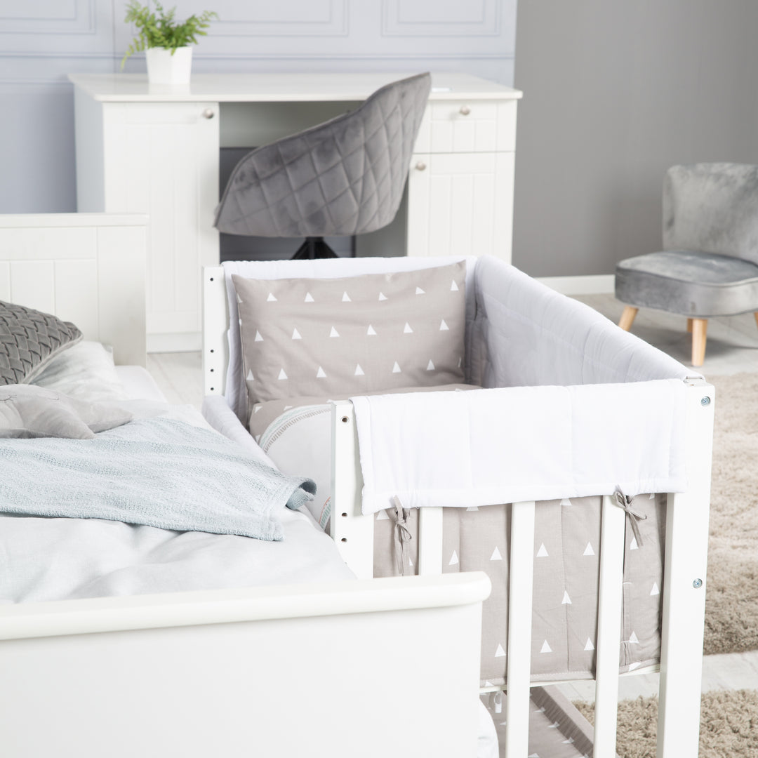 Culla co-sleeping 'Indibaer' 4 in 1, lettino per bambini, culla e panca per bambini, bianco