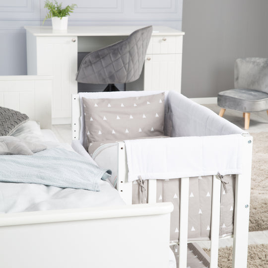 Culla co-sleeping 'Indibaer' 4 in 1, lettino per bambini, culla e panca per bambini, bianco