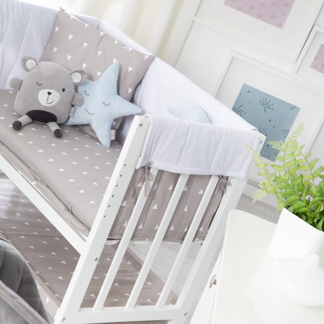Culla co-sleeping 'Indibaer' 4 in 1, lettino per bambini, culla e panca per bambini, bianco