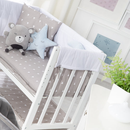 Culla co-sleeping 'Indibaer' 4 in 1, lettino per bambini, culla e panca per bambini, bianco