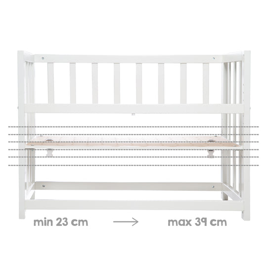 Culla co-sleeping 'Indibaer' 4 in 1, lettino per bambini, culla e panca per bambini, bianco