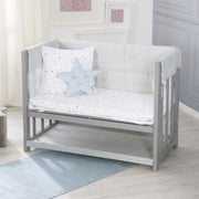 Stuben- & Beistellbett 'Sternenzauber grau' 3 in 1, Babybett grau, inkl. kompletten Bettzubehör