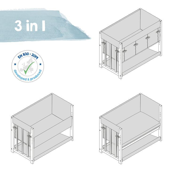 Lit cododo et berceau 'miffy®' 3 en 1, lit supplémentaire, incl. accessoires de lit complets