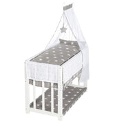 Cama auxiliar 'Little Stars' 3 en 1, cuna blanca, incluye accesorios de cama completos