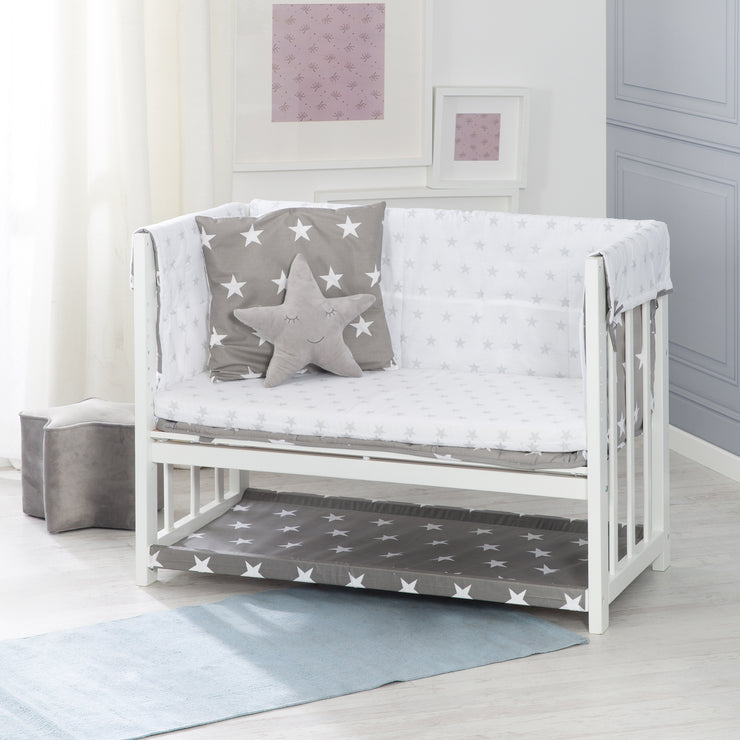 Cama auxiliar 'Little Stars' 3 en 1, cuna blanca, incluye accesorios de cama completos