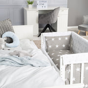 Lit cododo et berceau 'Little Stars' 3 en 1, lit bébé blanc, incl. accessoires de lit complets