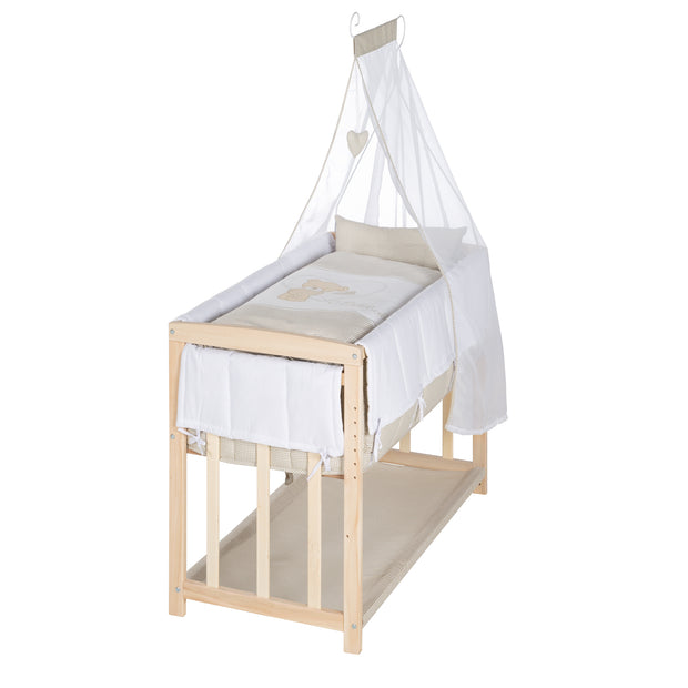 Stume et lit latéral «Liebhabär» 4 en 1, lit pour bébé, berceau et banc d'enfants en bois de hêtre