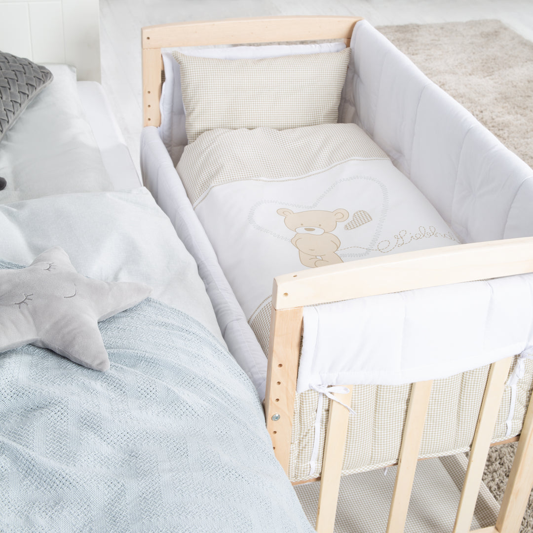 Culla co-sleeping 'Liebhabaer' 4 in 1, lettino, culla e panca per bambini in legno di faggio