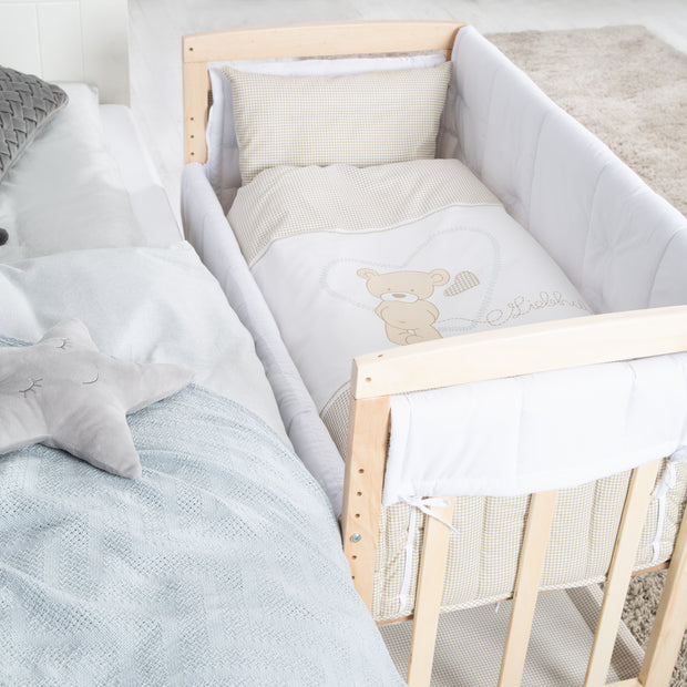 Stuben- & Beistellbett 'Liebhabär' 4 in 1, Babybett, Wiege & Kinderbank aus Buchenholz