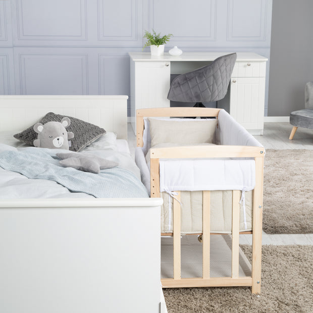 Stuben- & Beistellbett 'Liebhabär' 4 in 1, Babybett, Wiege & Kinderbank aus Buchenholz