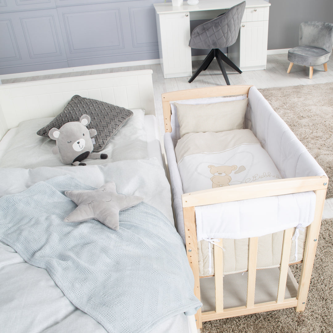 Culla co-sleeping 'Liebhabaer' 4 in 1, lettino, culla e panca per bambini in legno di faggio