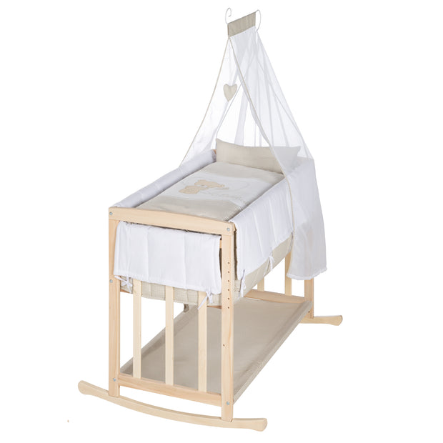 Stuben- & Beistellbett 'Liebhabär' 4 in 1, Babybett, Wiege & Kinderbank aus Buchenholz