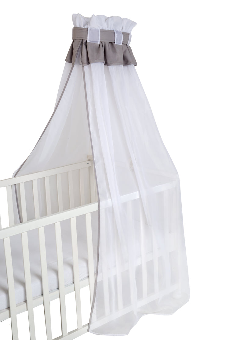 Baby bed canopy, light gray, 16% cotton, 84% PES, dimensions 160 x 250 x 0.5 cm