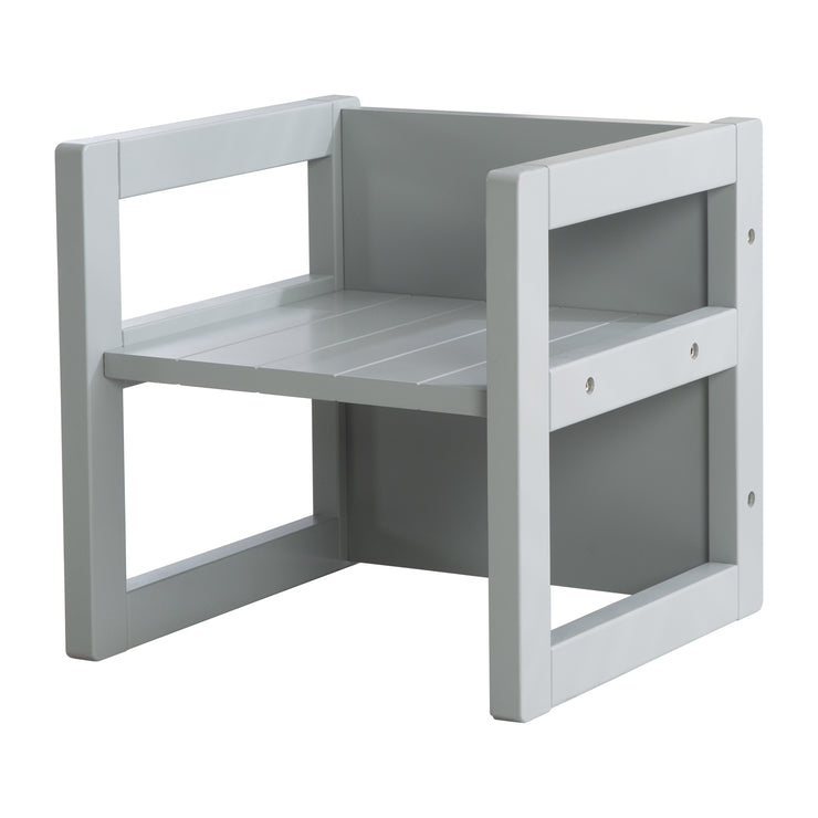 Taburete para niños de estilo rústico, taburete reversible con 3 alturas de asiento, madera gris