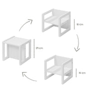 Sgabelli da posti a sedere per bambini in stile country house, girando sgabelli con altezze a 3 sedili, bianco