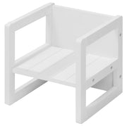 Taburete de asiento para niños en estilo campesonte, taburete inverso con 3 alturas de asiento, blanco madera