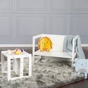 Banco de estilo rústico, blanco, se puede girar a 2 alturas de asiento o se puede utilizar como mesa para niños